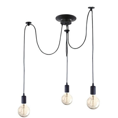 Idegu Modern And Retro Pendant Light3 Arms Diy Spider Chandelier Creative Adjustable 150 Cm Vintage Ceiling Lamp Fixture With E from B&Q