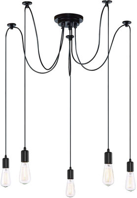 Idegu Modern And Retro Pendant Light5 Arms Diy Spider Chandelier Creative Adjustable 150 Cm Vintage Ceiling Lamp Fixture With E from B&Q