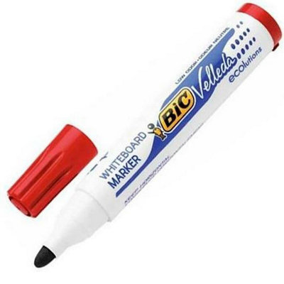 Bic Velleda 1701 Ecolutions Whiteboard PensRedBox Of 12Dry Erase Pens For Whiteboards In School Or Office from B&Q