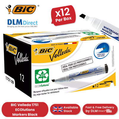 Bic Velleda Marker 1751 BlackPack Of 12 from B&Q