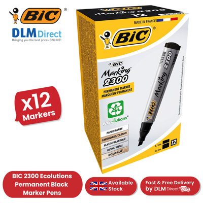 Bic  2300 Permanent Marker Chisel Tip Black (12 Pack) - Image 19