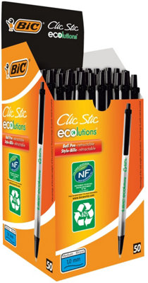 Bic Ecolutions Clic Stic (Recycled) Black (Box 50) from B&Q