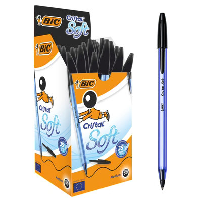 Bic Cristal Soft Ball Pens Medium Point (1.2 mm)BlackBox Of 50 from B&Q