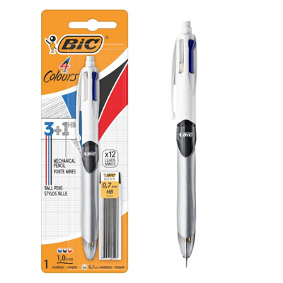 Bic 4 Colours Pen And Pencil ComboMulticolour Retractable Ballpoint Pens Hb (12 X 0.7 mm Leads) from B&Q