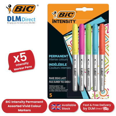 Bic Permanent Markers Fine Colour Intense Assorted from B&Q