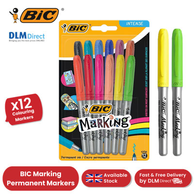 Bic Permanent Markers Fine AssortedPack Of 12 from B&Q