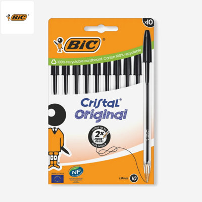3x Bic Cristal Original Ballpoint Pens Medium Tip (1 mm) – Black, Box of 10 - Image 15