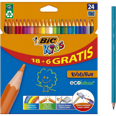 Accessotech 24 Bic Kids Multicoloured Pencils Hb Colouring Pencils For School Art And Creative Drawing from B&Q