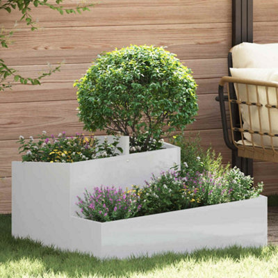 B&Q -  Garden Planter Silver 80 X 80 X 50 Cm Galvanised Steel