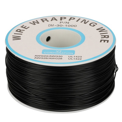 30AWG Single Copper Wire Strand,0.25mm Core Diameter,1 Roll of Black Wire Wrapping Cable