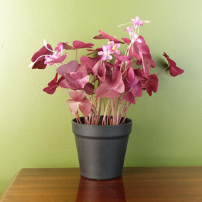 30cm Artificial Plant Realistic Purple Shamrock Pink Flowers Potted