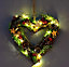 30cm B/O LED Twig Hanging Heart Red/Brown