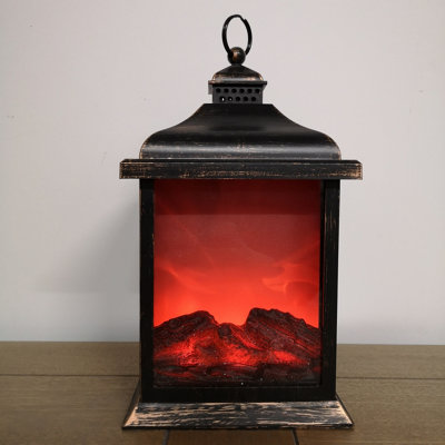 30cm Battery Operated Realistic Flickering Flame Lantern Christmas Decoration