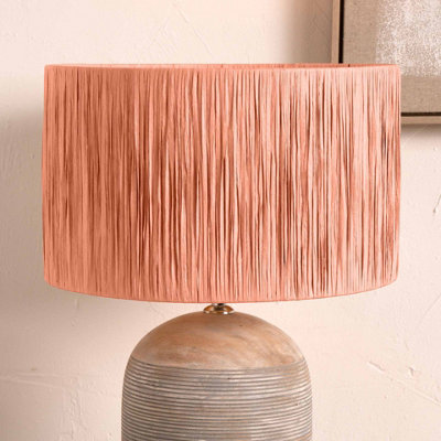 30cm Blush Raffia Cylinder Lampshade Boho Palm Tree Drum Table Lamp Shade