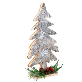 30cm Christmas Tree Shape Birch Bark Wooden Christmas Table Top Decoration