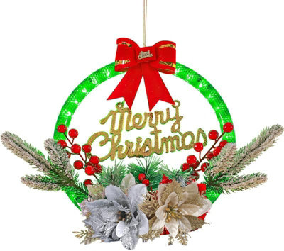 30cm Christmas Wreath Decorations for Front Door with Led Lights Price Comparisons | Compare The Build