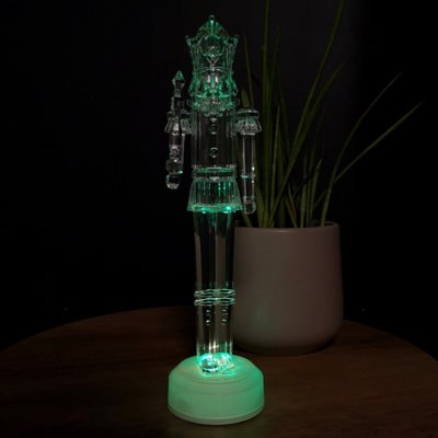 Creative Co-Op Clear Acrylic Nutcracker Decor - 11.25" Tall, Modern Glass-Look Holiday Sculpture