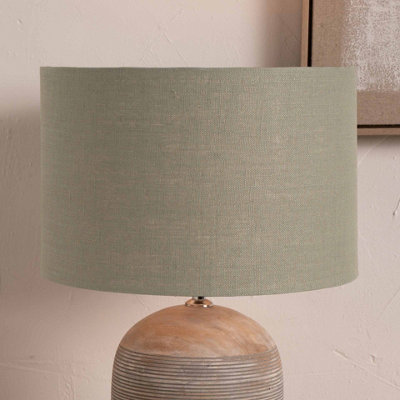 30cm Cylinder Sage Green Linen Drum Table Lampshade