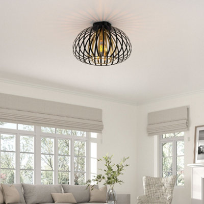 30cm Dia Black and Golden Metal Lantern Shape 1-Light Ceiling Light