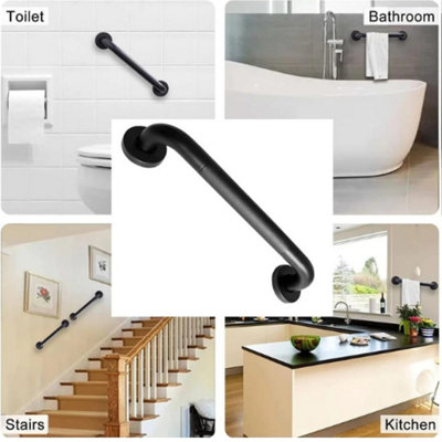30CM Durable Black Bathroom Grab Bar Safety Handle