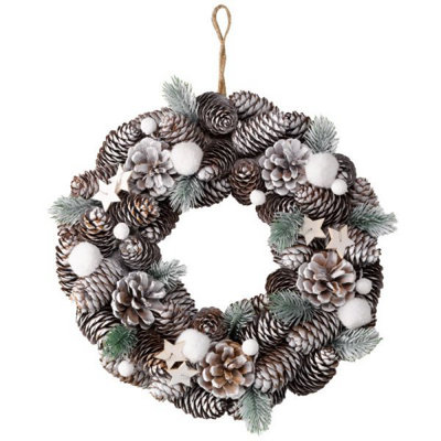 30cm Frost Pine Artificial Christmas Wreath