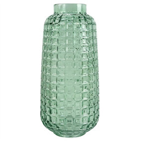 30cm Green Cube Glass Vase Designer Large