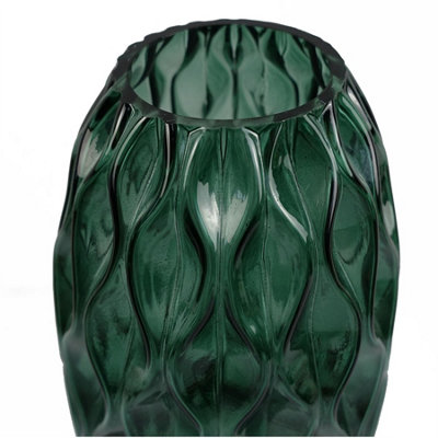 30cm Green Waves Glass Vase Large