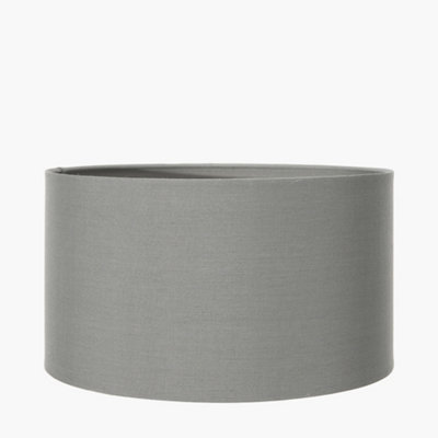 30cm Grey Poly Cotton Cylinder Lamp Shade Drum Table Lampshade