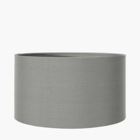 30cm Grey Poly Cotton Cylinder Lamp Shade Drum Table Lampshade