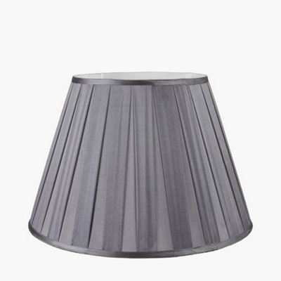 30cm Grey Silk Box Pleat Empire Table Lampshade