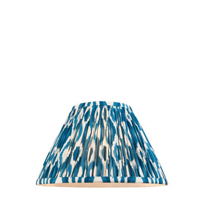 30cm Handcrafted Marlin Blue Tapered Lamp Shade with Pleated Design