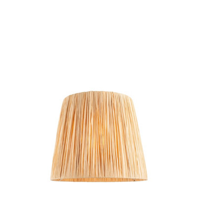 30cm Handcrafted Tapered Cylinder Lamp Shade in Natural Raffia and Matt Black