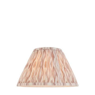 30cm Handcrafted Tapered Cylinder Lamp Shade with Neutral Ikat Print Fabric for Elegant Home Decor