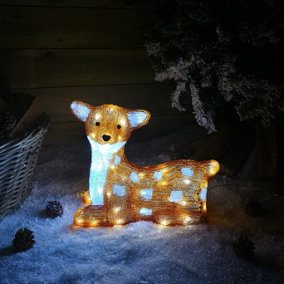 30cm Indoor Outdoor Acrylic Deer Christmas Decoration with 70 Ice White LEDs