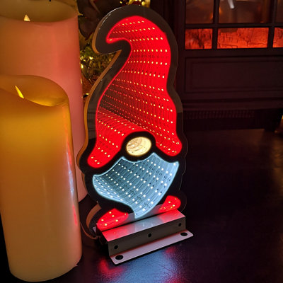 30cm Infinity Light up Christmas Gonk Decoration with Red & White LEDs on Metal Base