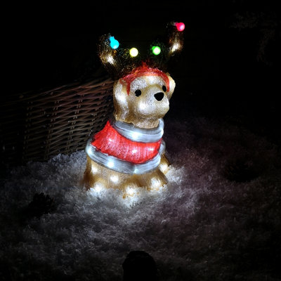 Buy 30cm LED Indoor Outdoor Acrylic Christmas Dog Decoration DIY at B&Q