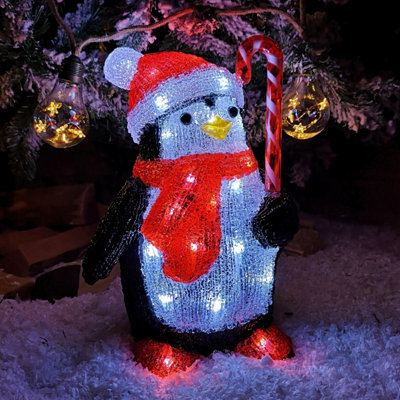 30cm LED Soft Acrylic Penguin with Candy Cane Christmas Decoration Price Comparisons | Compare The Build