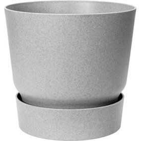 30cm Living Round Recycled Material Indoor Garden Balcony Window Container Holder Plant Flower Organizer Pot, Concrete / Grey
