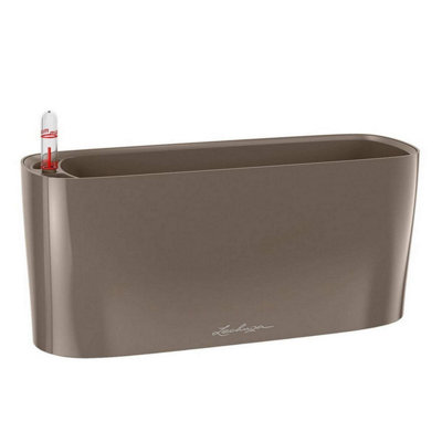 30cm Long Self-watering Plant Pot, Taupe Brown Plastic Windowsill Planter with Water Level Indicator LECHUZA DELTA H13 L30 W11 cm