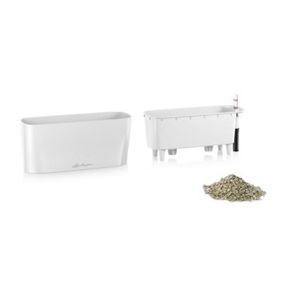 30cm Long Self-watering Plant Pot, Taupe Brown Plastic Windowsill Planter with Water Level Indicator LECHUZA DELTA H13 L30 W11 cm
