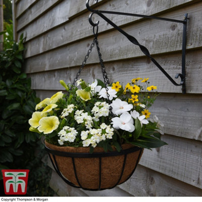 30cm Metal Hanging Basket with Coco Liner and Wall Bracket Garden Set Ideal for trailing plants (x4)