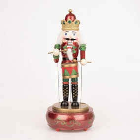 30cm Musical Box Wooden Nutcrackers Soldiers Figures Animated Clockwork Puppet Figurines Christmas Decoration Ornament