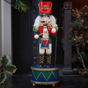 30cm Musical Christmas Drummer Wooden Nutcracker Decoration