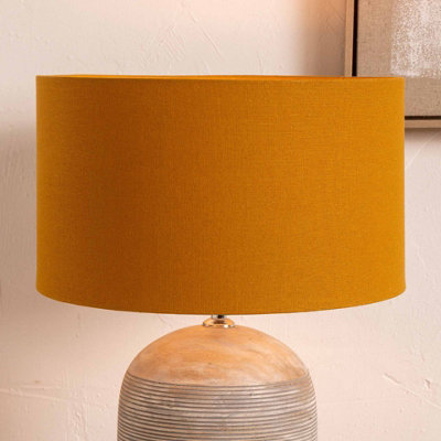 30cm Mustard Yellow Handloom Cylinder Table Lampshade DIY at B&Q
