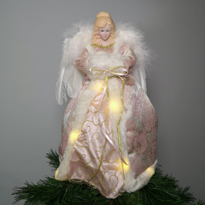 30cm Premier Christmas LED Lit Rose Gold Angel Tree Topper Decoration in Warm White - 4