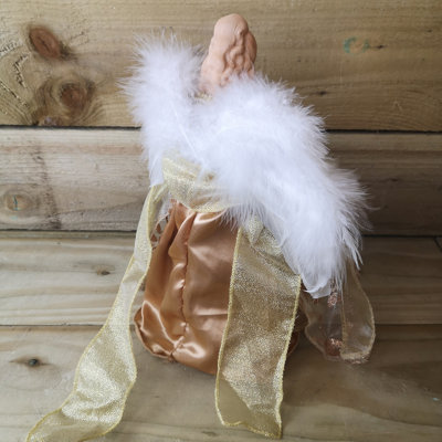 30cm Premier Christmas Tree Topper Angel Decoration in Gold with Feather Wings - 5