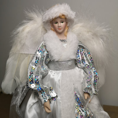 30cm Premier Christmas Tree Topper Angel Decoration in White & Silver Price Comparisons | Compare The Build