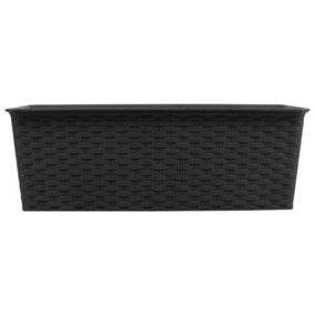 30cm Rattan Design Plant Pot Flower Indoor Outdoor Garden Planter Plastic Tub - Brown