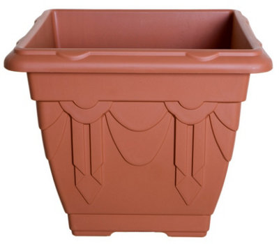 30cm Square Venetian Pot Decorative Plastic Garden Flower Planter Terracotta