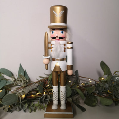 30cm Wooden Christmas Nutcracker Soldier Decoration with White Body and Shoes